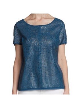 PJK Patterson J. Kincade Hunter lambskin laser-cut sheer back top size small